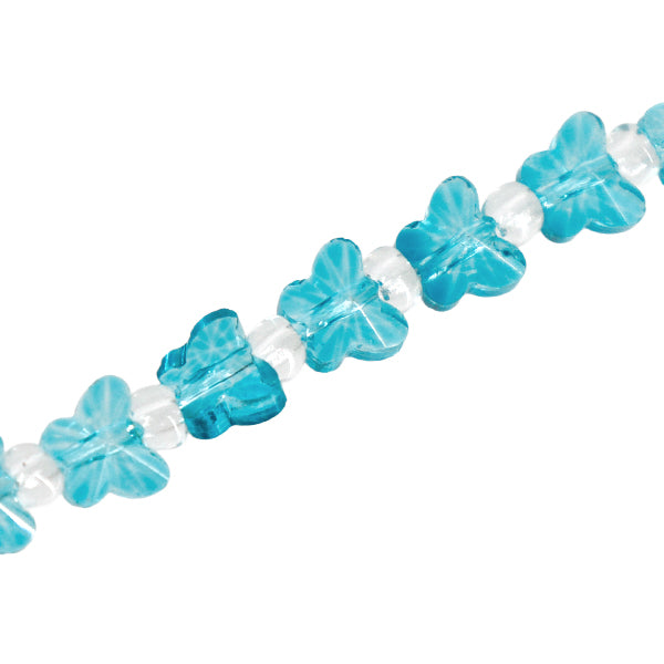 Perline "vetroPerline Farfalla circa 6mm blu smeraldo JAN25-46-H”