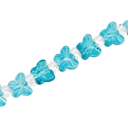 Perline "vetroPerline Farfalla circa 6mm blu smeraldo JAN25-46-H”