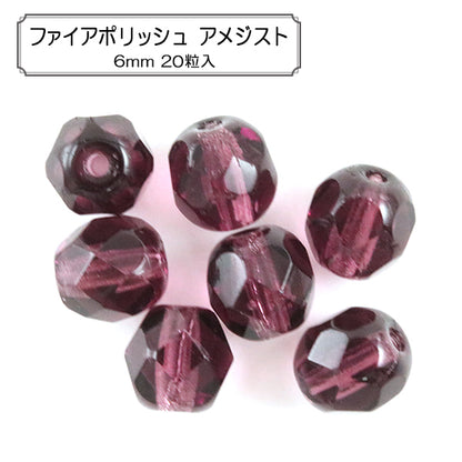 Beads "Fire Polish Amethyst 6mm 20 tablets"