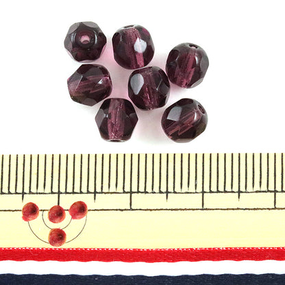 Beads "Fire Polish Amethyst 6mm 20 tablets"