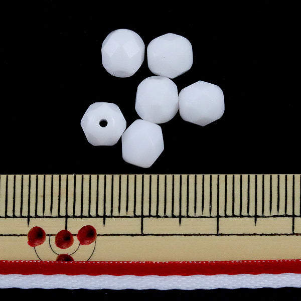 Beads "Fire polish chalk white 6mm 15 tablets"