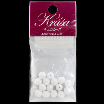 Beads "Fire polish chalk white 6mm 15 tablets"