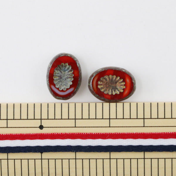 خرز "الجمهورية التشيكية"خرز شقائق النعمان دالي تراباتين أحمر 14*10 ملم 2 حبة”