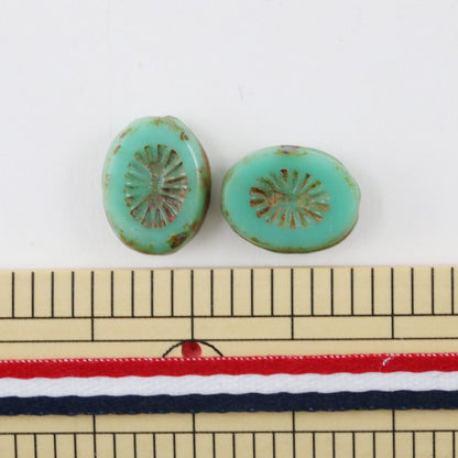 Perlen "Tschechische RepublikPerlen Anemone Green Kois 14*10 mm 2 Tabletten]