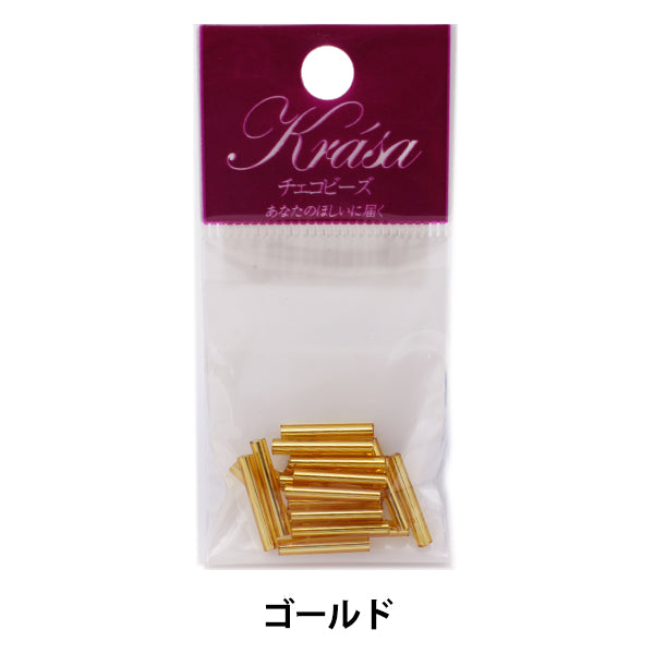 Beads "Czech seedBeads Bugle Gold 1.5cm 20 pieces]