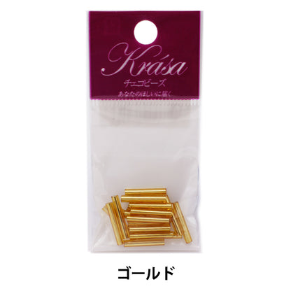 Beads "Czech seedBeads Bugle Gold 1.5cm 20 pieces]