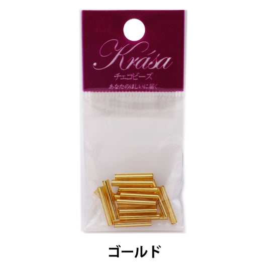 Beads "Czech seedBeads Bugle Gold 1.5cm 20 pieces]