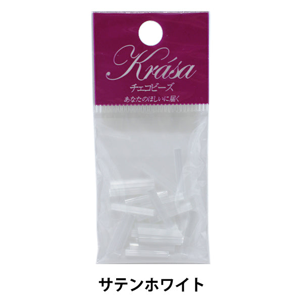 Beads "Czech seedBeads Bugle Hexagon Satin White 1.5cm 20 pieces]