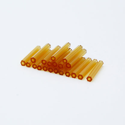 Beads "Czech seedBeads Bugle Hexagon satin beige 1.5cm 20 pieces]