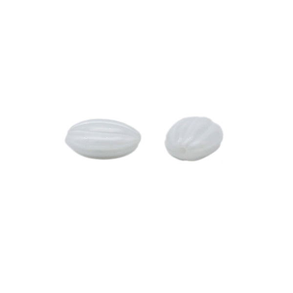 Beads "Czech RepublicBeads Almond satin White 1.2cm x 0.9cm 4 pieces "