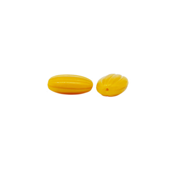Beads "Czech RepublicBeads Almond satin yellow 1.7cm x 1.1cm 2 pieces "