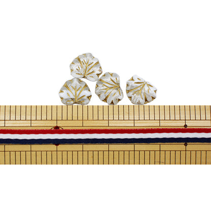 Beads "Czech RepublicBeads Gravuref White Gold 1.1cm x 1.3cm 4 pieces]