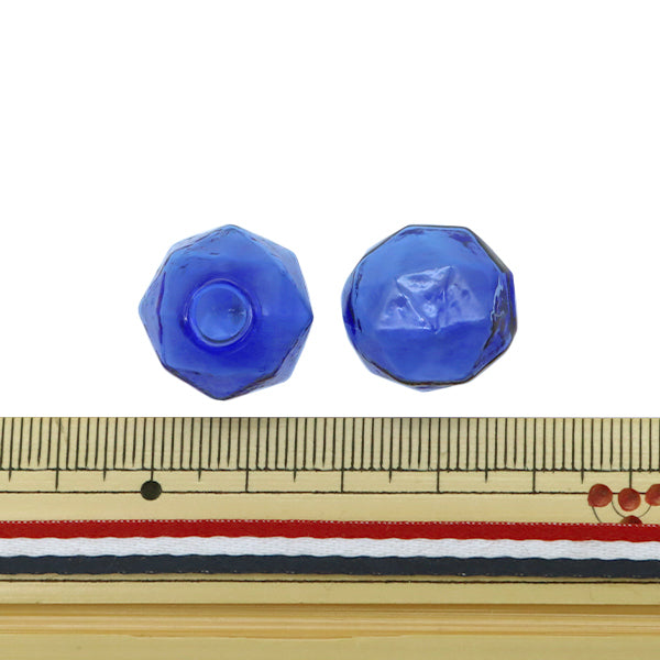アクセサリー素材 『ガラスボール カット入り 18mm 2個入り ブルー GN