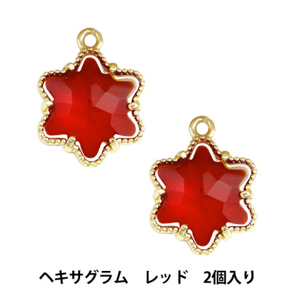 Accessories material "Biju Cham Hexagram Red GN-28-24SS-01"