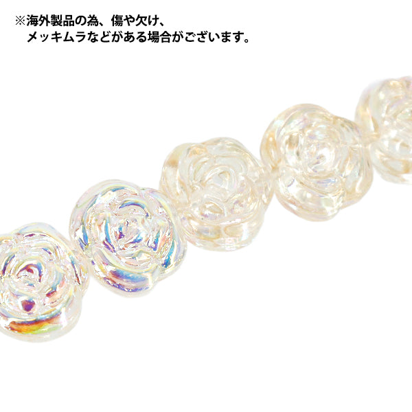 アクセサリー素材 『ガラスビーズ ローズ 約14mm ハニーオーロラ GN-08-25AW-03』