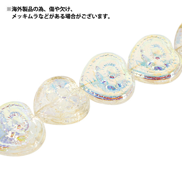 アクセサリー素材 『ガラスビーズ フラワーハート 約16mm ハニーオーロラ GN-08-25AW-04』