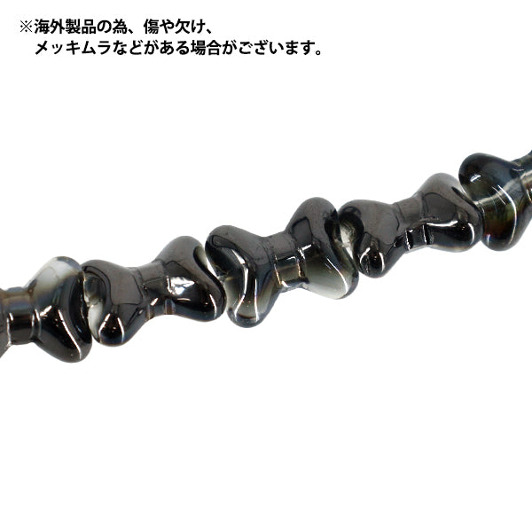 アクセサリー素材 『ガラスビーズ リボン 約13mm ナイトフォール GN-08-25AW-07』