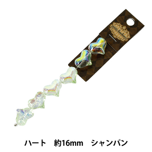 配件材料 "玻璃珠子 心脏约。 16mm 香槟色 GN-08-25AW-08”