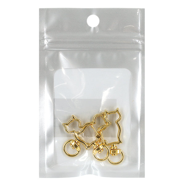 手芸金具 『プチプラビーズ ネコカン 3個入り 約41×19mm ゴールド YN-05-03』