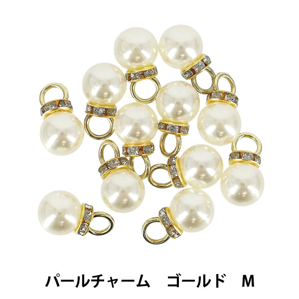 ビーズ 『プチプラビーズ パールチャーム M 約17×10mm ゴールド YN-05-36』