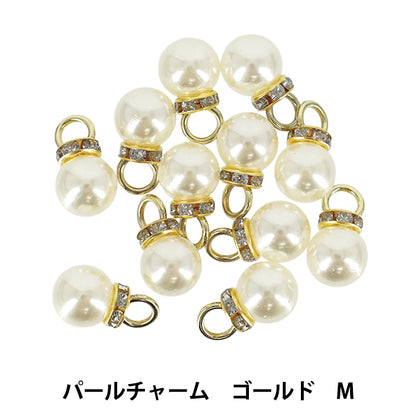 ビーズ 『プチプラビーズ パールチャーム M 約17×10mm ゴールド YN-05-36』