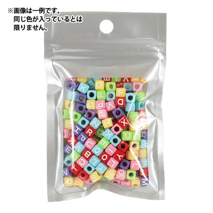 ビーズ 『プチプラビーズ レタースクエアビーズ 約6mm パステル YN-05-46』