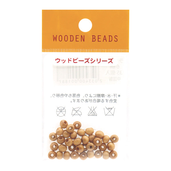 Accessory material "WoodBeads Round 6mm natural 35 pieces]