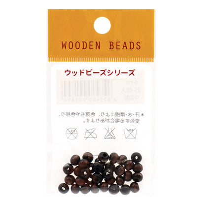 Accessory material "WoodBeads Round 6mm Kouge tea 35 pieces]