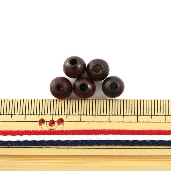 アクセサリー素材 『ウッドビーズ ラウンド 8mm こげ茶 33個入