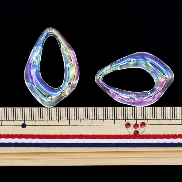 アクセサリー素材 『アクリルパーツ しずく型 2個入リ クリアAB A3112
