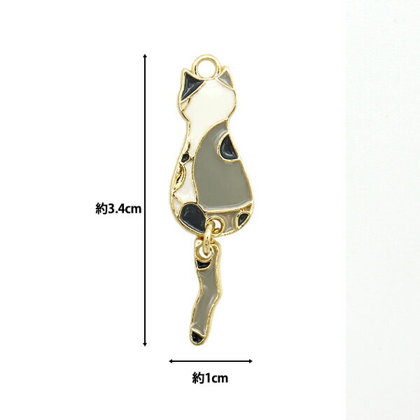 액세서리 소재 "에포가 있는 부적, 흔들리는 고양이, 2개, 회색 M8828"