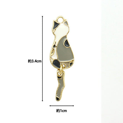 액세서리 소재 "에포가 있는 부적, 흔들리는 고양이, 2개, 회색 M8828"