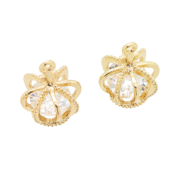 مادة الملحقات "Zirconia Charm Crown 2 قطع الذهب M1796"