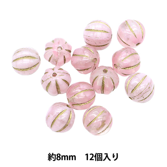 Perlen "Tschechische RepublikPerlen Kürbis hellrosa Gold 8mm 12 Stück PB717-01-08]
