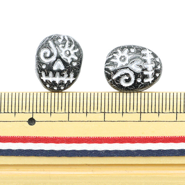 Beads "Czech RepublicBeads Fannie Face Black x Silver 16mm x 13mm 2 pieces PB249-FF "