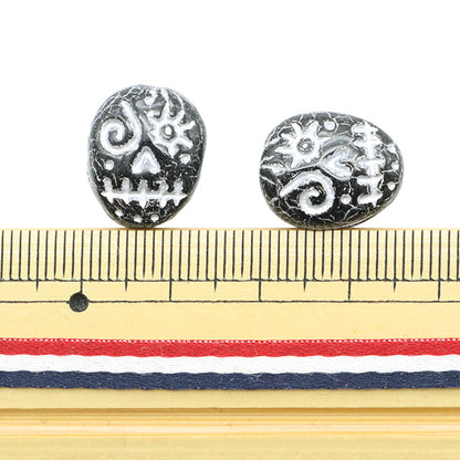 Beads "Czech RepublicBeads Fannie Face Black x Silver 16mm x 13mm 2 pieces PB249-FF "