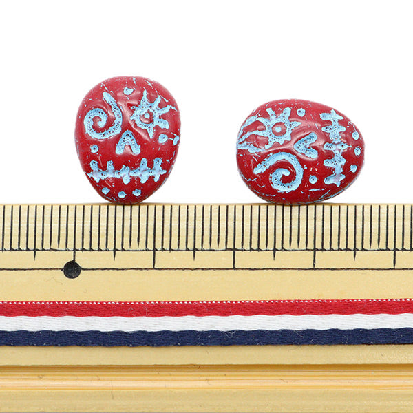 Beads "Czech RepublicBeads Fannie Face Red x Blue 16mm x 13mm 2 pieces PB942-FF "