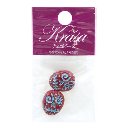 Beads "Czech RepublicBeads Fannie Face Red x Blue 16mm x 13mm 2 pieces PB942-FF "