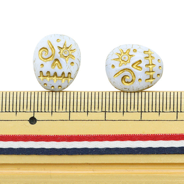 Бисер "Чешская РеспубликаБисер Fannie Face White x Gold 16 мм x 13 мм 2 кусочки PB0140-FF"