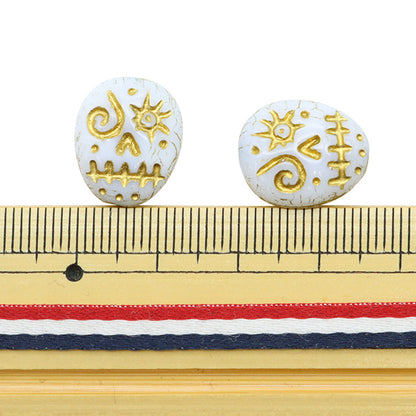 Бисер "Чешская РеспубликаБисер Fannie Face White x Gold 16 мм x 13 мм 2 кусочки PB0140-FF"