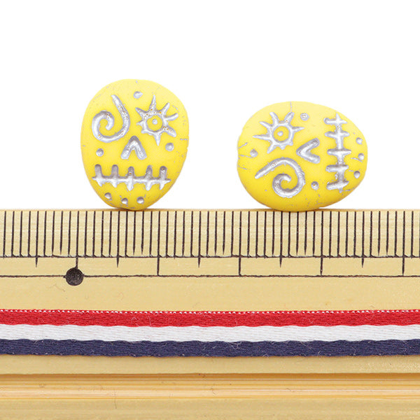 Perlen "Tschechische RepublikPerlen Fannie Gesicht gelb x Silber 16mm x 13mm 2 Stück PB814-FF "