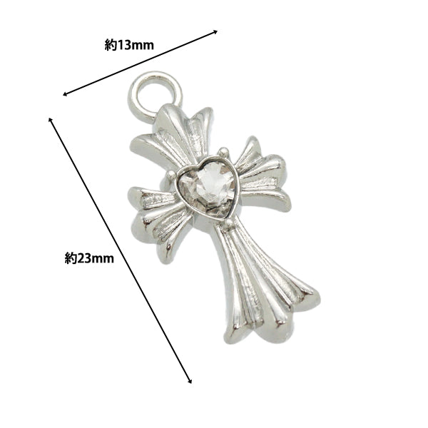 액세서리 재료 "Charm Heart Stone Cross Crystal AP24062"