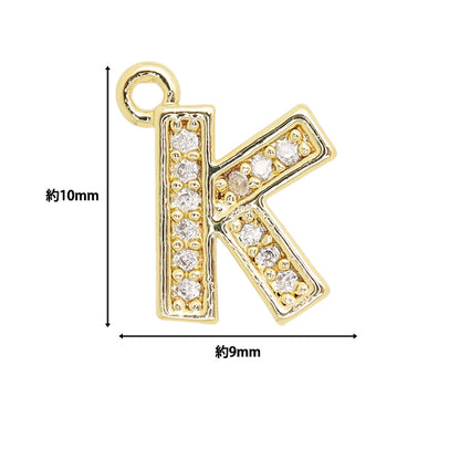 アクセサリー素材 『チャーム パヴェイニシャル K 1個入り ゴールド AP24070』
