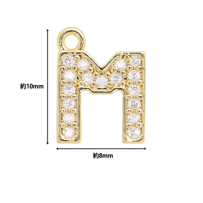 アクセサリー素材 『チャーム パヴェイニシャル M 1個入り ゴールド AP24070』