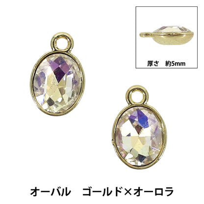 accessory material "Charm Oval Gold x Aurora 2 pieces AP25024”