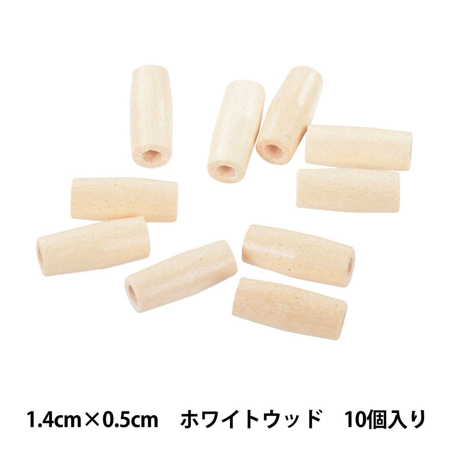 Perles "Bois naturelPerles Natsume 1,4 cm x 0,5 cm blanc 10 pièces W611" Art de conte de fées Marchenart