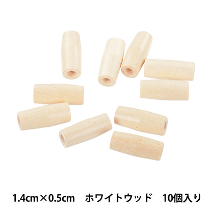 Perles "Bois naturelPerles Natsume 1,4 cm x 0,5 cm blanc 10 pièces W611" Art de conte de fées Marchenart