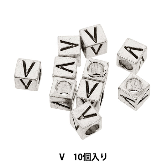珠 "金属珠 字母表珠 V约7×7毫米10个" MARCHENART童话艺术