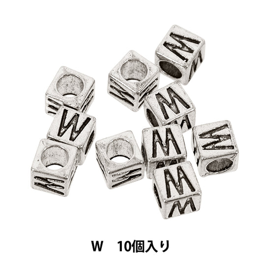 珠 "金属珠 字母表珠 W约7×7mm 10个" MARCHENART童话艺术