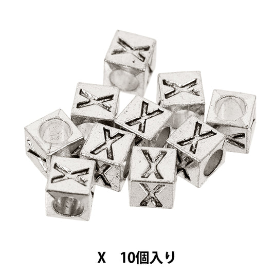 珠 "金属珠 字母表珠 X约7×7mm 10个装" MARCHENART童话艺术